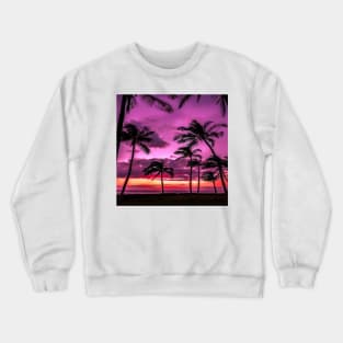 Pink Palm Paradise Tapestry Crewneck Sweatshirt